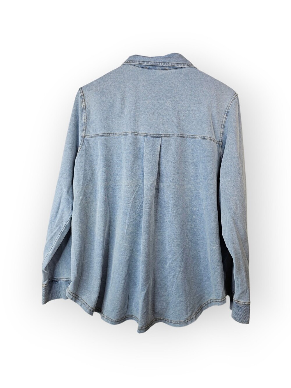Jane + Delancey Women's XL Light Wash Denim Knit Western Button Front Shirt - Picture 5 of 5